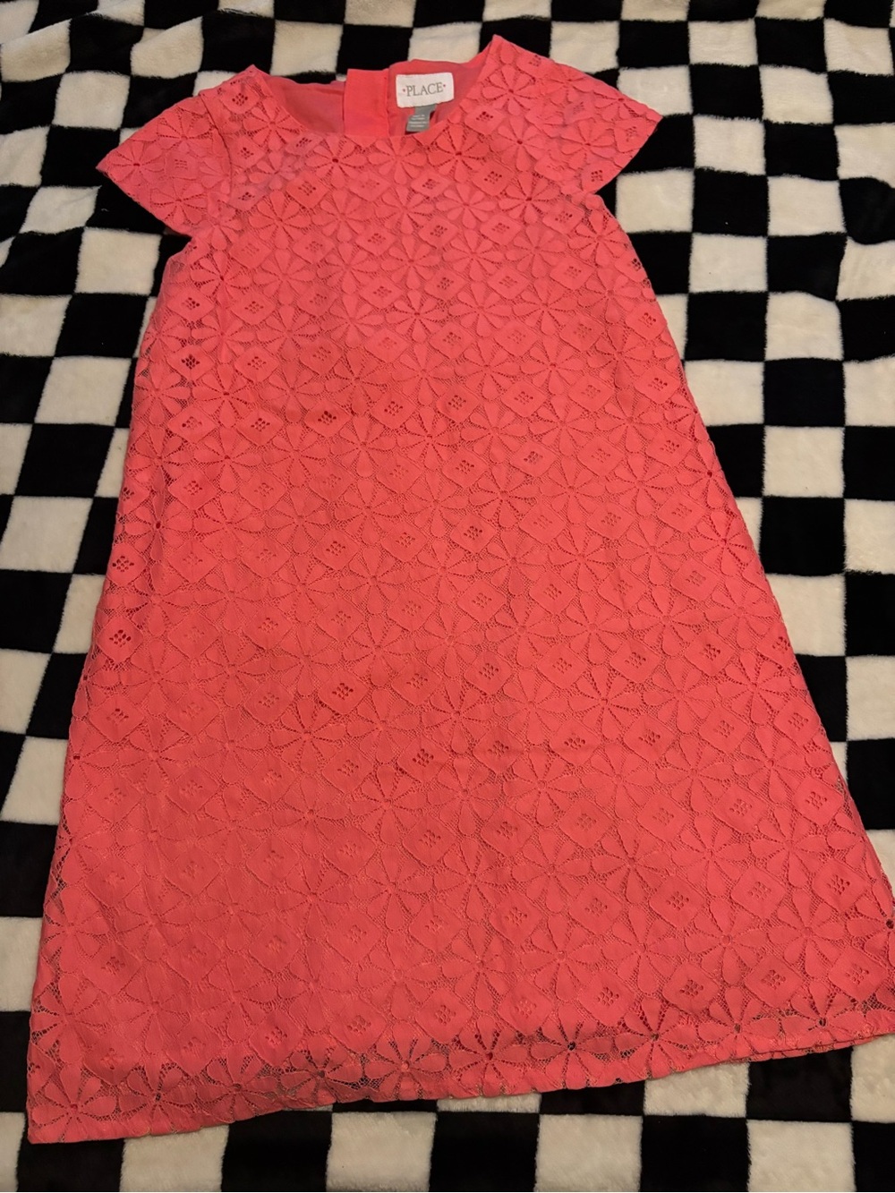 Size medium 7/8 The Children's Place Girls' Coral Lace A-Line Dress